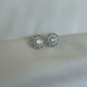 Silver Gem-Studded Earrings